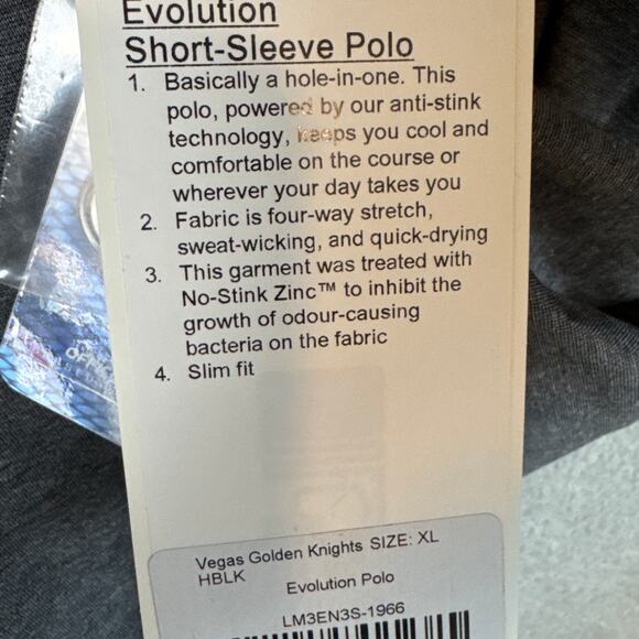 Lululemon Vegas Golden Knights Evolution Polo Shirt NHL Size XL NWT Hockey VGK - Picture 9 of 10